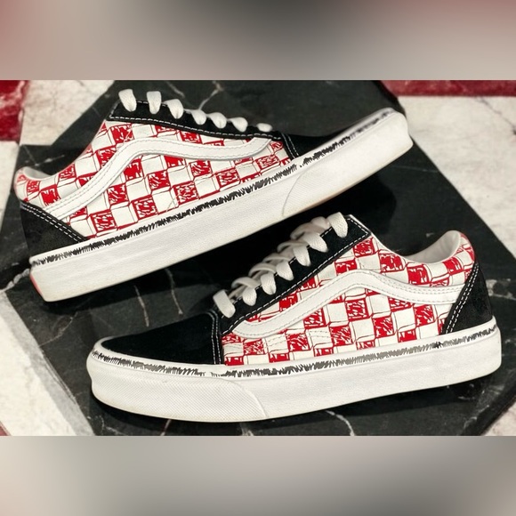 Vans Old Skool Checkerboard Black/Red/White Colorway Women Size 7.5 Men Size 6.0 - Picture 7 of 11